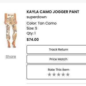 Superdown Beige Camo Jogger Pants
